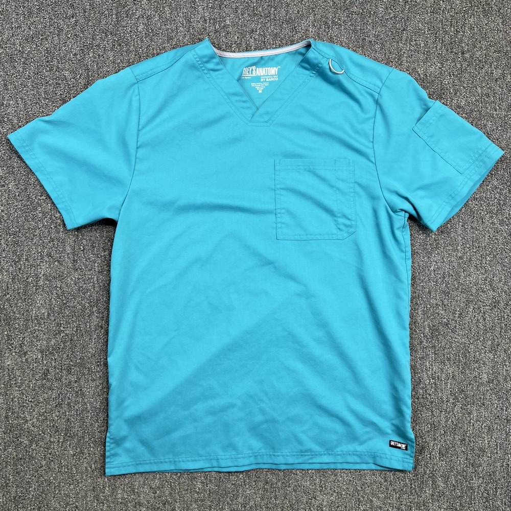 Greys Anatomy by Barco V-Neck Scrub Top Medium Teal Blue Professional Wear